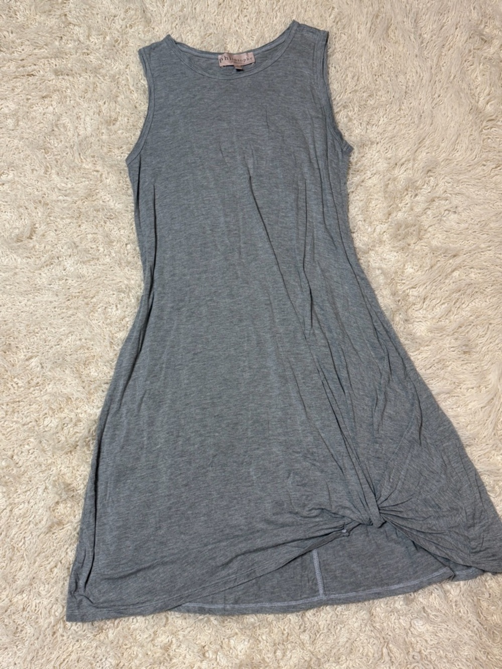 Women’s size medium Grey Sleeveless Knot Hem Dress